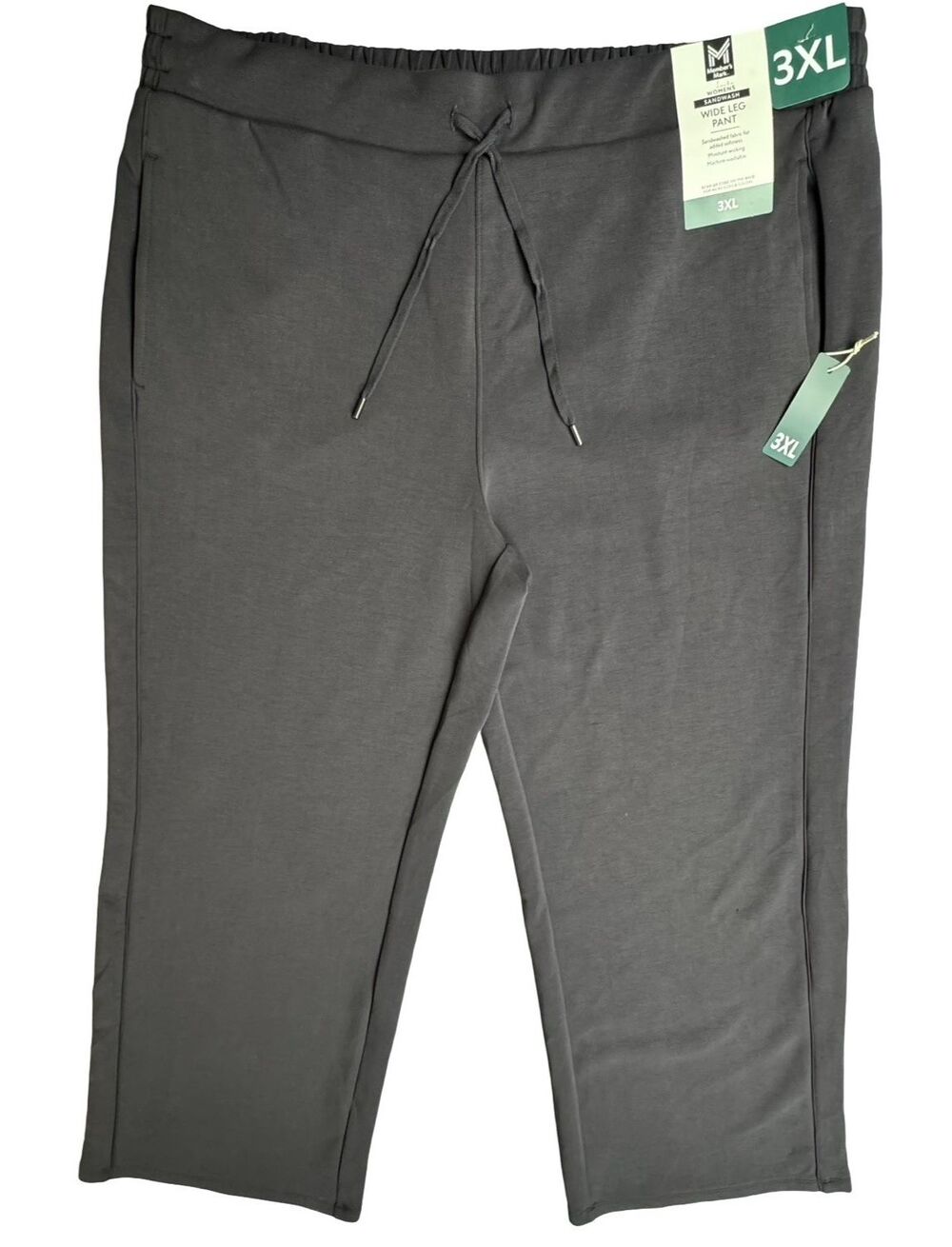 Members Mark Womens 3XL Pant Lounge Wide Leg Moisture Wicking Sandwash Gray New